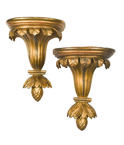 Lot 596 - A pair of Adam style gilt and gesso wall brackets, 19th century