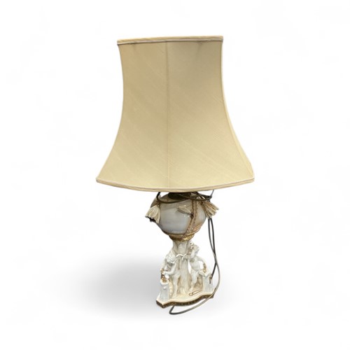 Lot 66 - Moore Brothers white and gilt ceramic lamp,...