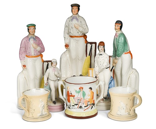 Lot 633 - A Staffordshire pottery figure of the cricketer George Parr, 19th century
