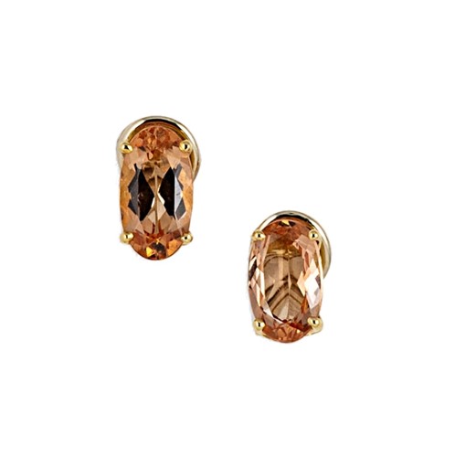 Lot 180 - A pair of imperial topaz ear clips