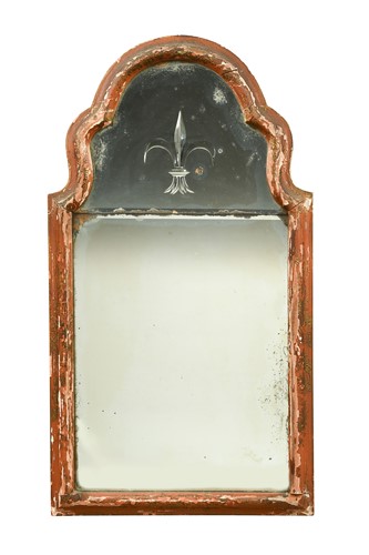 Lot 430 - A Queen Anne red lacquer mirror