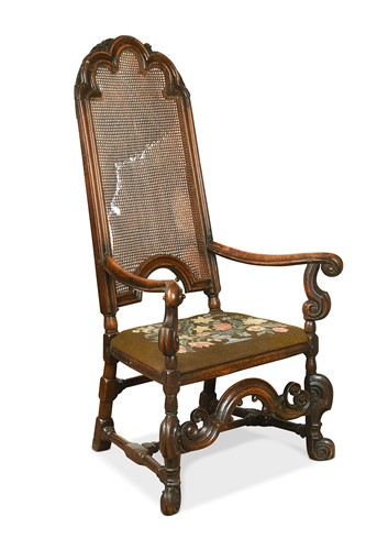Lot 347 - A William and Mary walnut open armchair