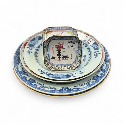 Lot 178 - A group of four Chinese plates together with...