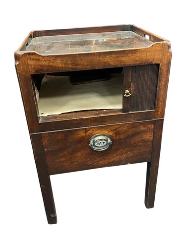 Lot 614 - George III mahogany night cupboard with...