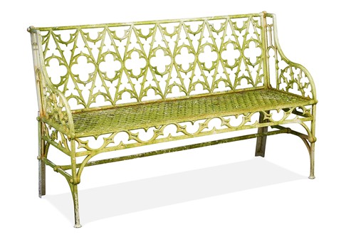 Lot 767 - A late Victorian white painted cast iron Gothic garden seat