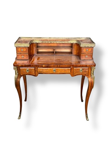 Lot 568 - A French marquetry bonheur du jour, late 19th/ early 20th century