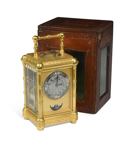 Lot 590 - Drocourt, a French gilt brass petite sonnerie and repeating carriage clock, late 19th century