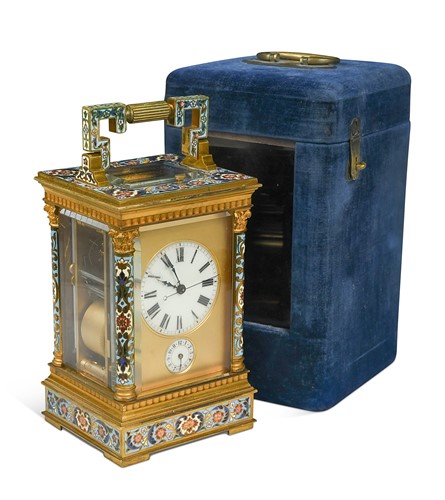 Lot 688 - A French Grande Sonnerie repeating carriage clock, late 19th century
