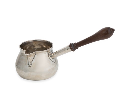 Lot 366 - A (possibly) 19th century French metalwares brandy pan