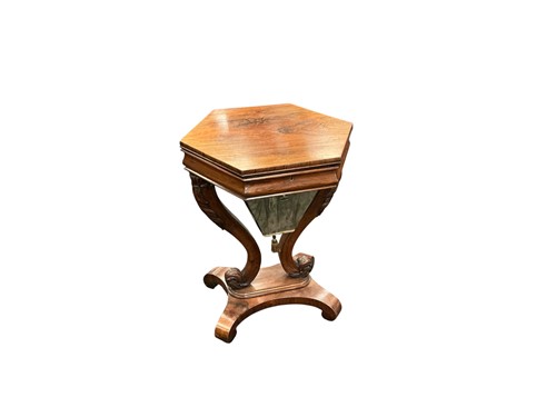 Lot 511 - A Victorian rosewood work table, the hexagonal...