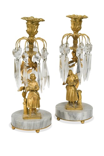 Lot 530 - A pair of Renaissance-style lustre candlesticks, 19th century