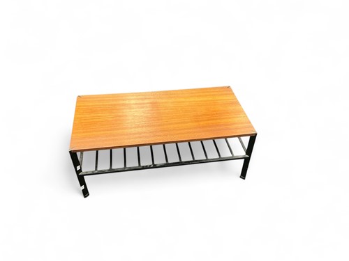 Lot 610A - A Ladderax style teak coffee table with black...