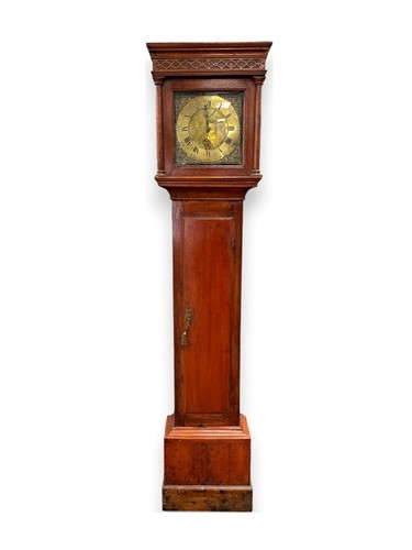 Lot 588 - A stained pine longcase clock, 18th century and later