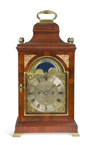 Lot 468 - A George III mahogany bracket clock with pull repeat and moonphase disc