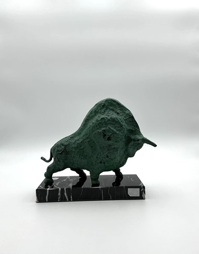 Lot 198 - A bronzed metal model of Taurus the bull after...