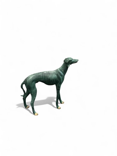 Lot 133 - A bronzed green patinated metal sculpture of a...
