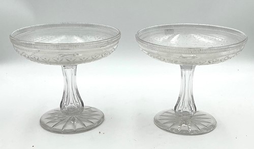 Lot 1 - A pair of 19th century glass tazzas, the...