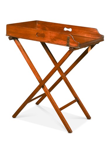 Lot 677 - A mahogany butler's tray on stand, 19th century