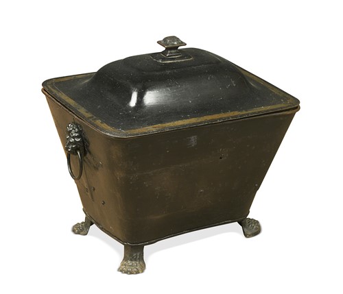 Lot 574 - A black painted coal bucket, 19th century