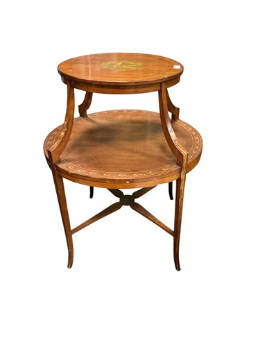 Lot 491 - An Edwardian satinwood two tier etagere