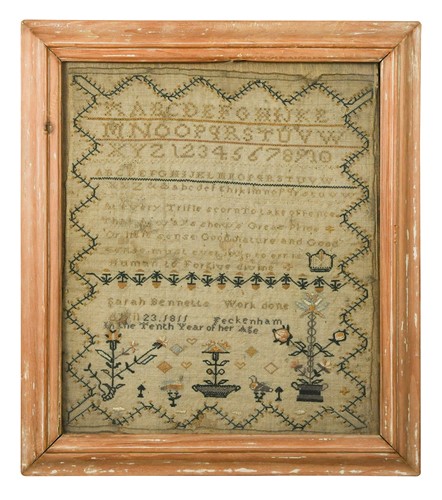 Lot 391 - A needlework sampler, early 19th century