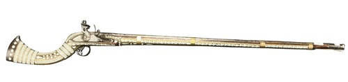 Lot 246 - Early 19th century Jezail flintlock, inlaid...