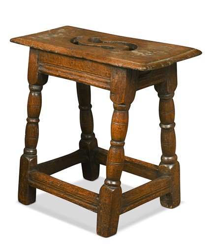 Lot 373 - An oak joined stool, 17th century