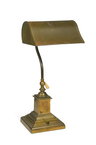 Lot 751 - A brass banker's style desk lamp, 20th century