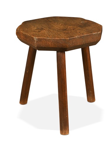 Lot 351 - A dark elm-top rustic stool, circa 1800
