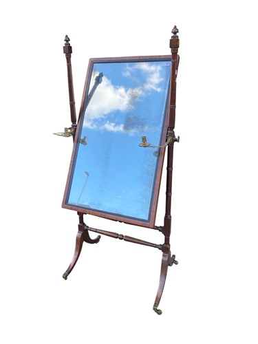 Lot 555 - A Regency mahogany cheval mirror