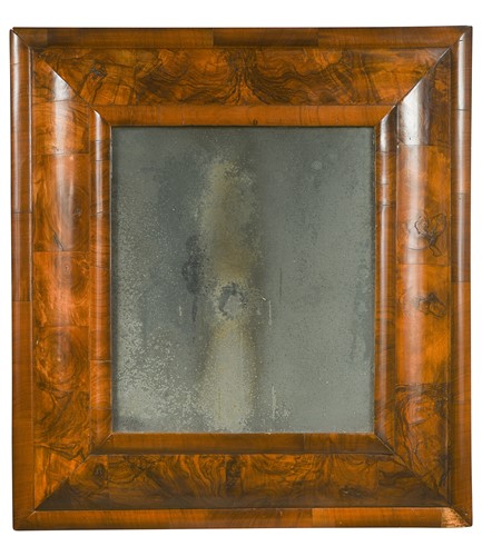 Lot 346 - A William and Mary walnut cushion framed wall mirror