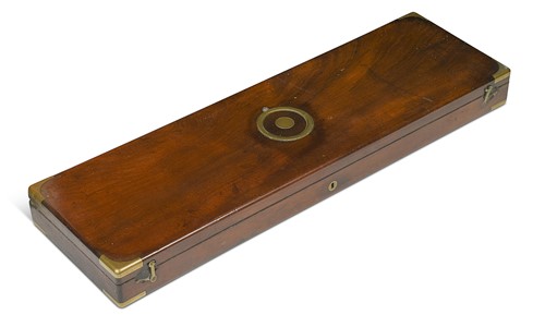 Lot 630 - A brass-bound mahogany gun case, 19th century