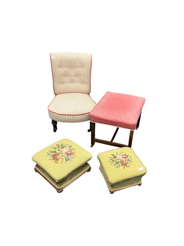 Lot 496 - A George III mahogany stool, 40 x 54 x 44cm,...