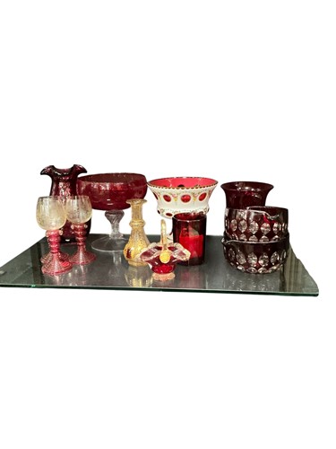 Lot 116 - A collection of 19th and later red decorative...