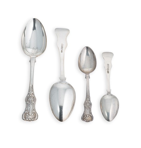 Lot 477 - Glasgow - A 15-piece collection of Victorian silver flatware