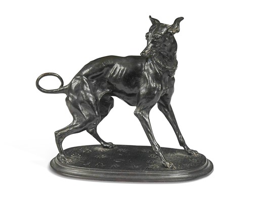 Lot 474 - After Pierre-Jules Mêne (1810-1879), a patinated bronze of an Italian Greyhound, 19th century