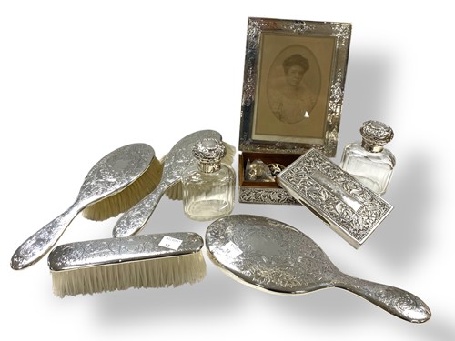 Lot 276 - 4 silver backed dressing table items (3 x...