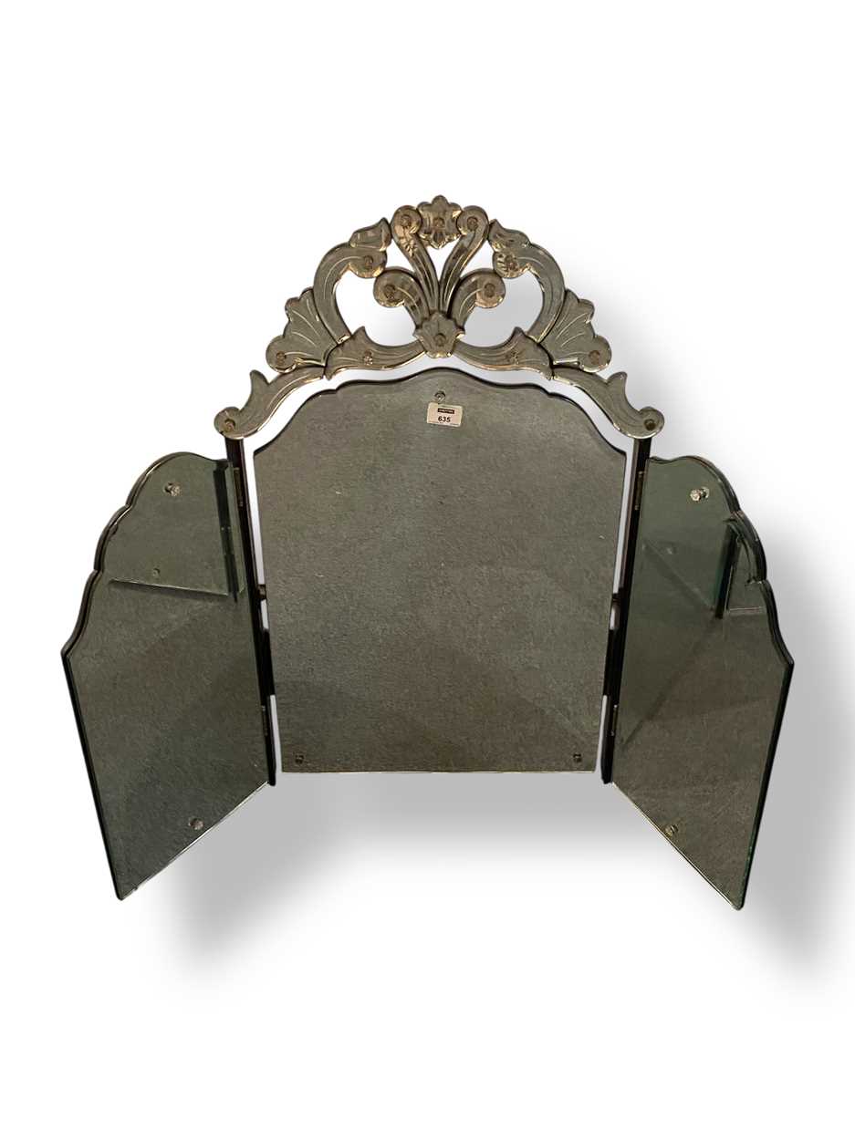 Lot 635 - A Venetian triptych dressing table mirror, early 20th century