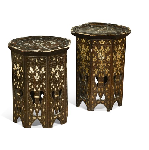 Lot 538 - A near pair of North African occasional tables, circa 1900