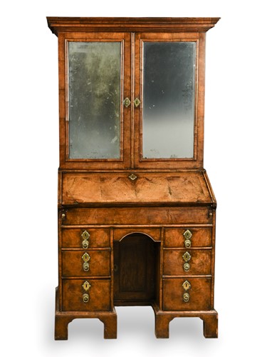 Lot A George I walnut bureau bookcase