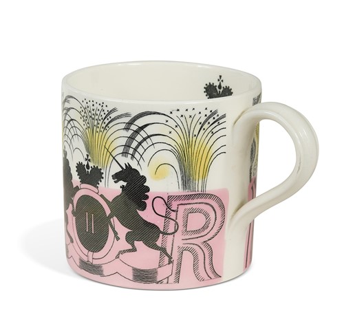 Lot 83 - Eric Ravilious for Wedgwood, a Queen Elizabeth II commemorative Coronation tankard, 1953