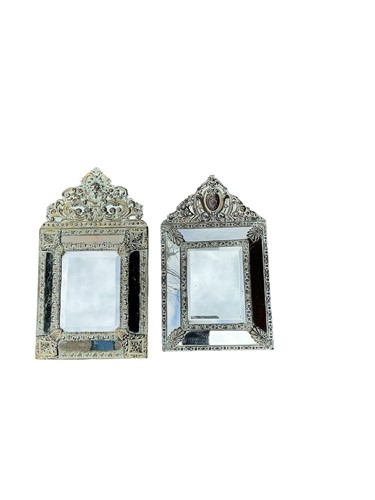 Lot 681 - A 19th century repousse brass mirror, and one...