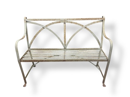 Lot 715 - A wrought metal Regency style garden bench 92...