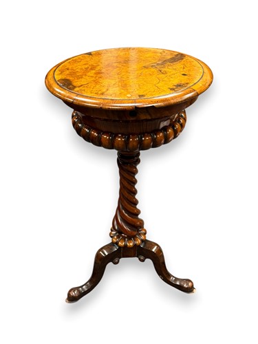 Lot 669 - A Victorian burr walnut teapoy, with hinged...
