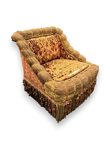Lot 671 - A 19th century French chauffeuse low chair, or...