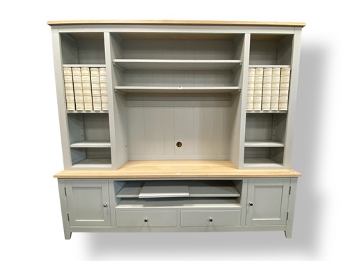 Lot 516 - A modern grey painted and bleached oak dresser...