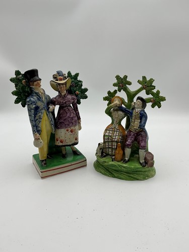Lot 25 - Two 19th century polychrome Staffordshire...