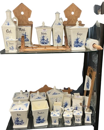 Lot 112 - A collection of German blue and white kitchen...