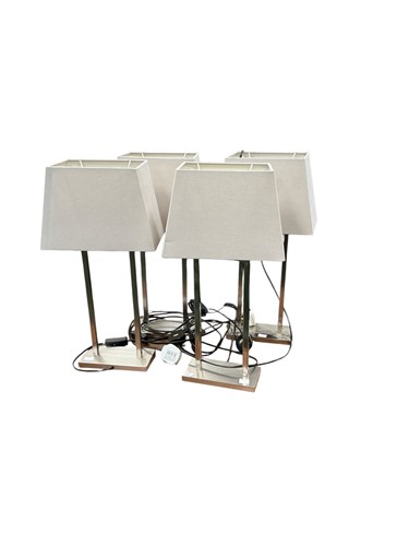 Lot 210 - Set of four contemporary table lamps with twin...