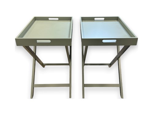 Lot 561 - Pair of modern eau de nil painted tray top...